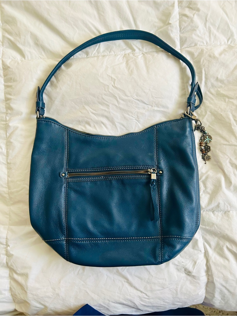 The Sak Indigo Leather Hobo with Charm Accent